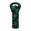Green And Black Cannabis Leaf Print Single Neoprene Wine Tote