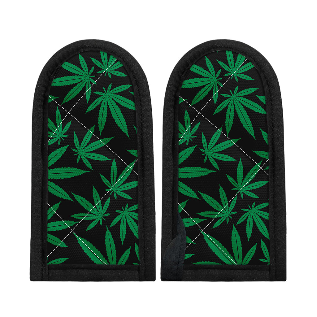 Green And Black Cannabis Leaf Print Skillet Handle Cover