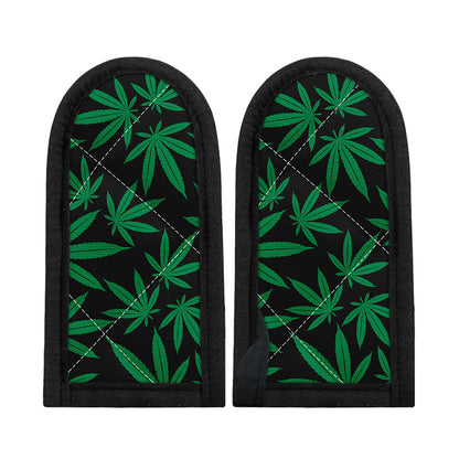 Green And Black Cannabis Leaf Print Skillet Handle Cover
