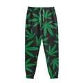 Green And Black Cannabis Leaf Print Sweatpants