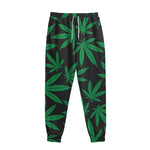 Green And Black Cannabis Leaf Print Sweatpants