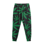 Green And Black Cannabis Leaf Print Sweatpants