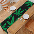 Green And Black Cannabis Leaf Print Table Runner