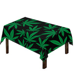 Green And Black Cannabis Leaf Print Tablecloth