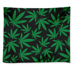 Green And Black Cannabis Leaf Print Tapestry