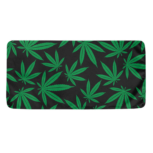 Green And Black Cannabis Leaf Print Towel