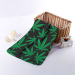 Green And Black Cannabis Leaf Print Towel