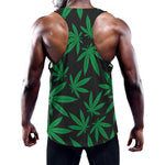Green And Black Cannabis Leaf Print Training Tank Top