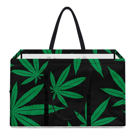 Green And Black Cannabis Leaf Print Utility Tote Bag