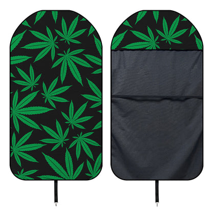 Green And Black Cannabis Leaf Print Waterproof Car Seat Cover
