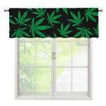 Green And Black Cannabis Leaf Print Window Valance