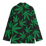 Green And Black Cannabis Leaf Print Women's Blazer