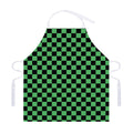 Green And Black Checkered Pattern Print Adjustable Apron