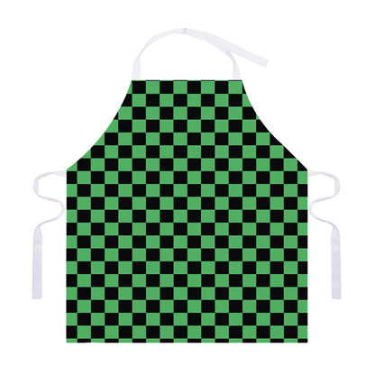 Green And Black Checkered Pattern Print Adjustable Apron