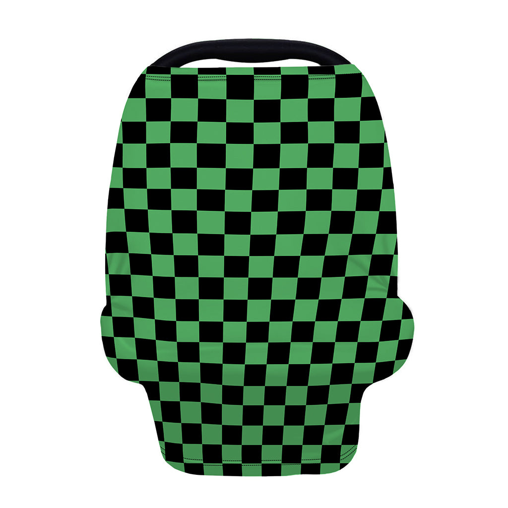 Green And Black Checkered Pattern Print Baby Seat Cover