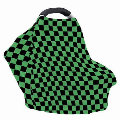 Green And Black Checkered Pattern Print Baby Seat Cover