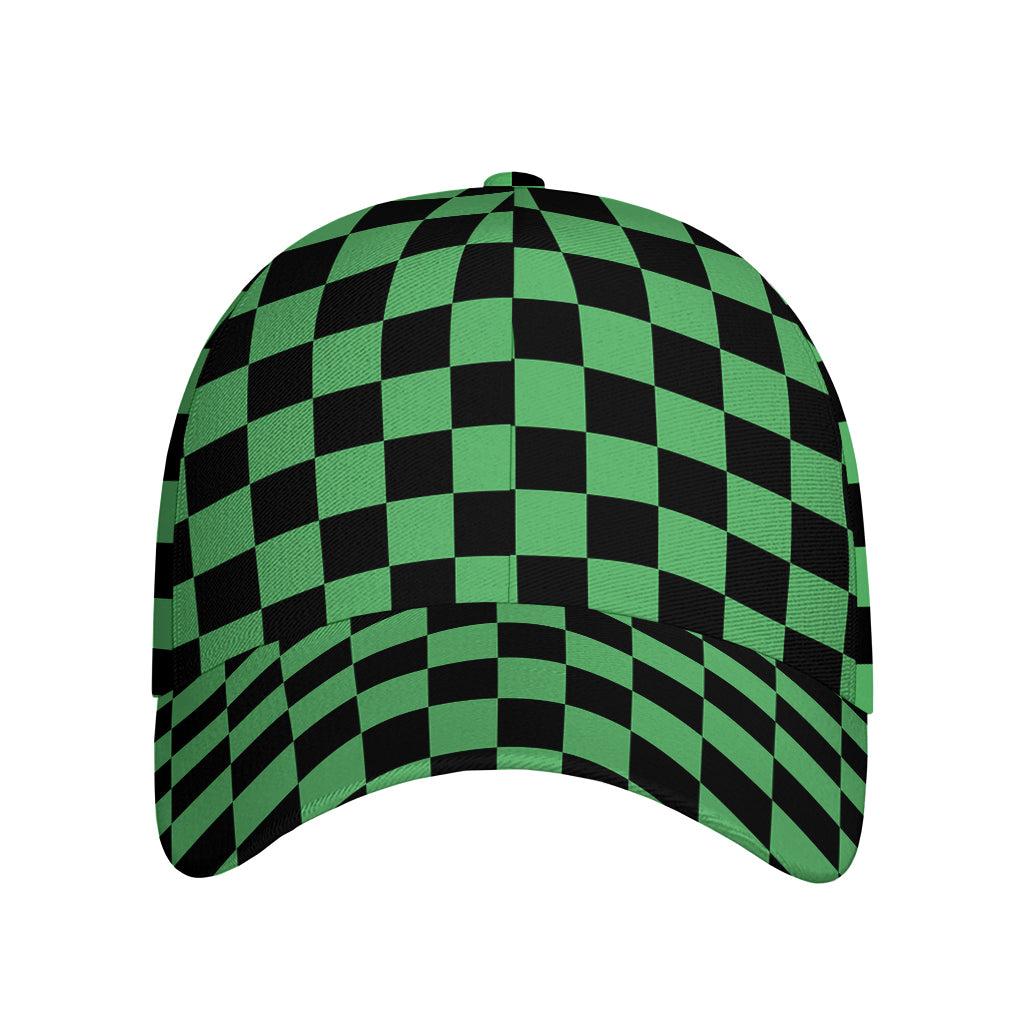 Green And Black Checkered Pattern Print Baseball Cap