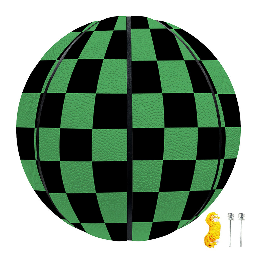 Green And Black Checkered Pattern Print Basketball
