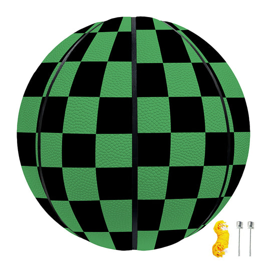 Green And Black Checkered Pattern Print Basketball