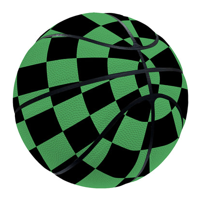 Green And Black Checkered Pattern Print Basketball