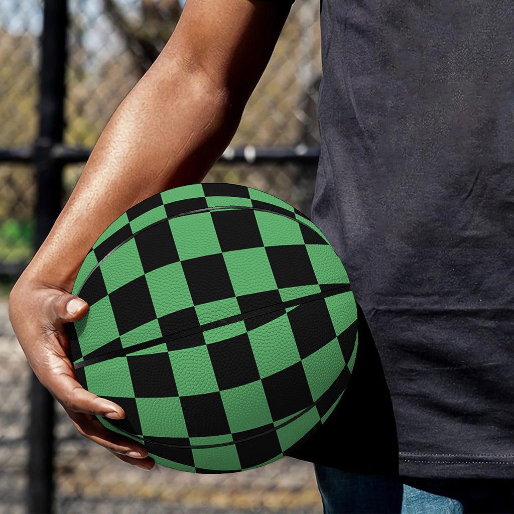 Green And Black Checkered Pattern Print Basketball