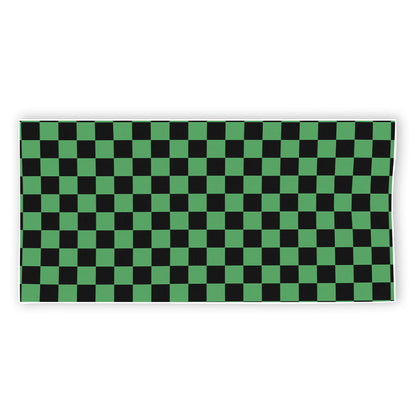 Green And Black Checkered Pattern Print Beach Towel