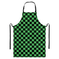 Green And Black Checkered Pattern Print Bib Apron With Pocket