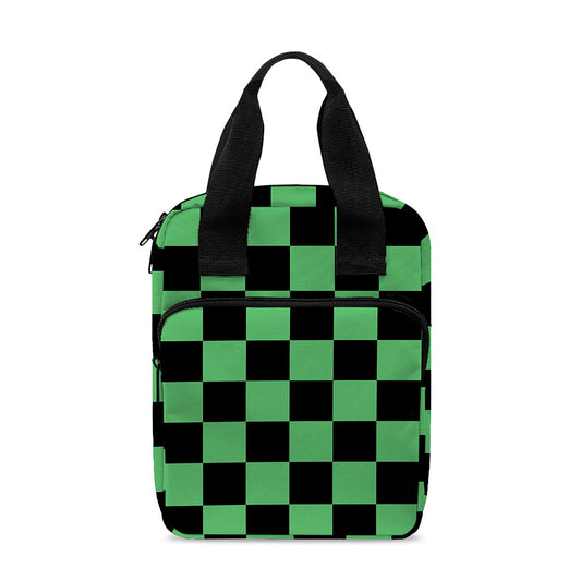 Green And Black Checkered Pattern Print Bible Tote Bag