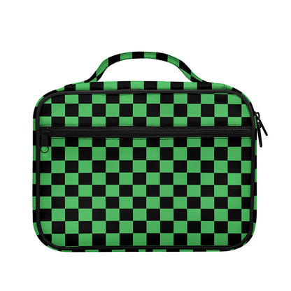 Green And Black Checkered Pattern Print Briefcase Bible Bag