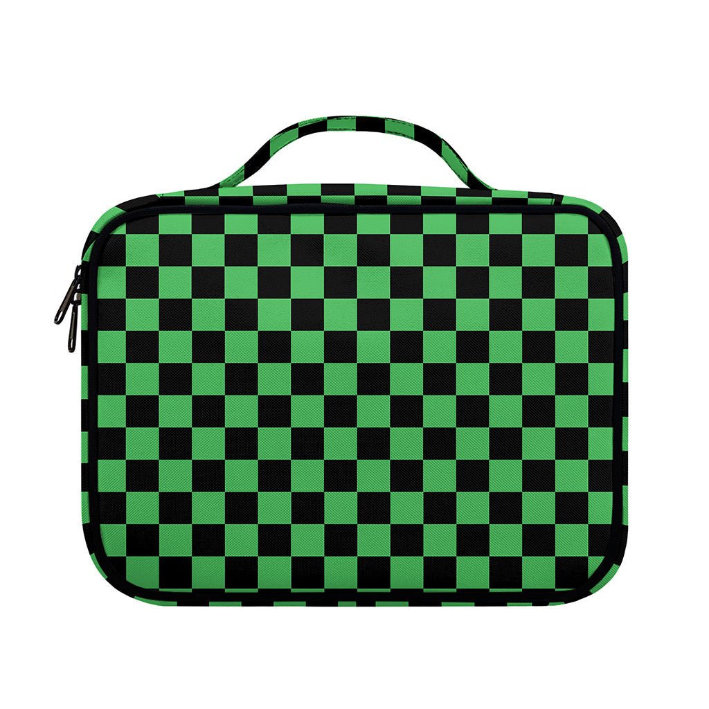 Green And Black Checkered Pattern Print Briefcase Bible Bag