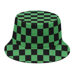 Green And Black Checkered Pattern Print Bucket Hat
