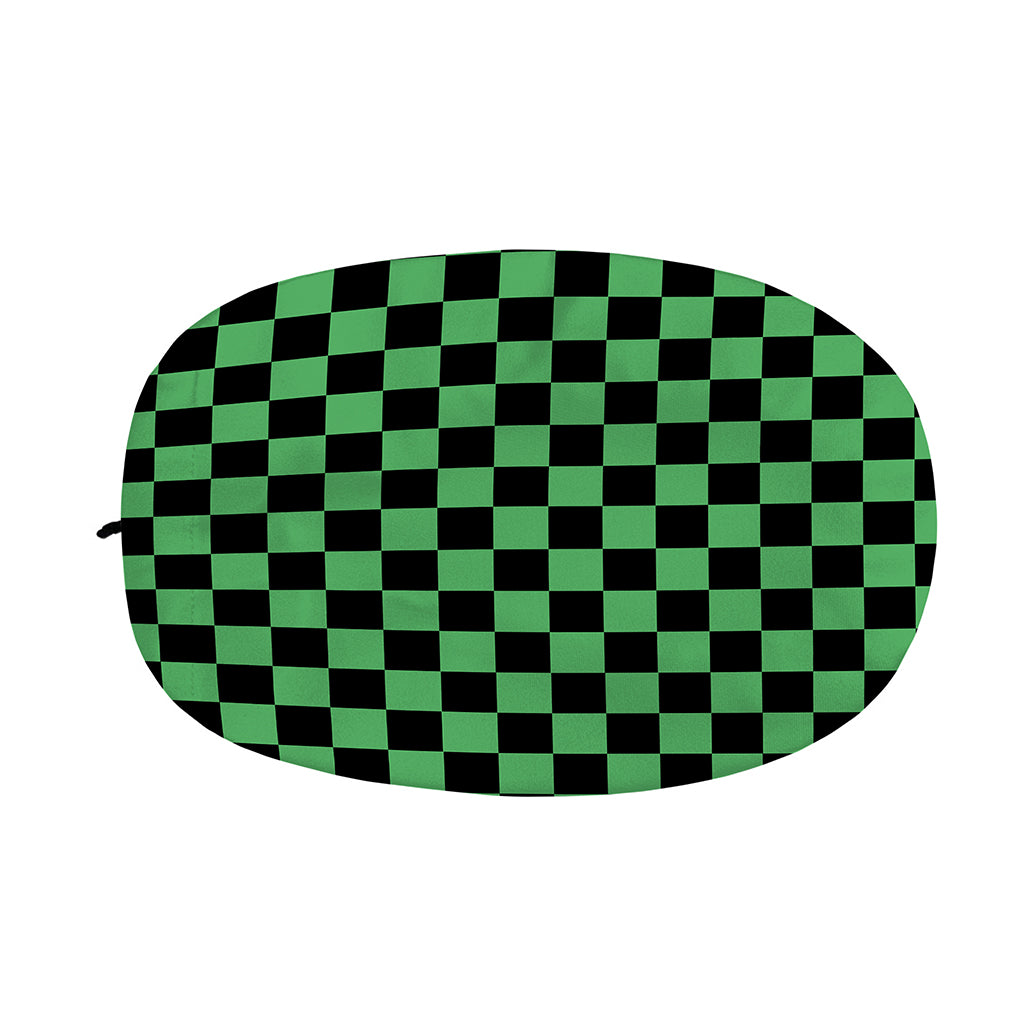 Green And Black Checkered Pattern Print Car Side Mirror Covers