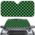 Green And Black Checkered Pattern Print Car Windshield Sun Shade