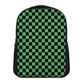 Green And Black Checkered Pattern Print Casual Backpack