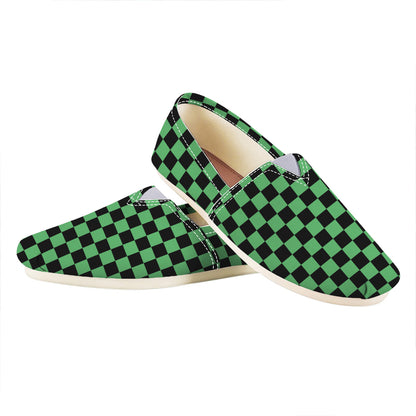 Green And Black Checkered Pattern Print Casual Shoes