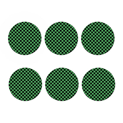 Green And Black Checkered Pattern Print Coaster Set