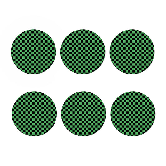 Green And Black Checkered Pattern Print Coaster Set