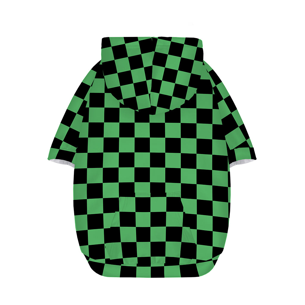 Green And Black Checkered Pattern Print Dog Zip Up Hoodie