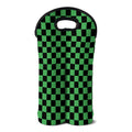 Green And Black Checkered Pattern Print Double Neoprene Wine Tote