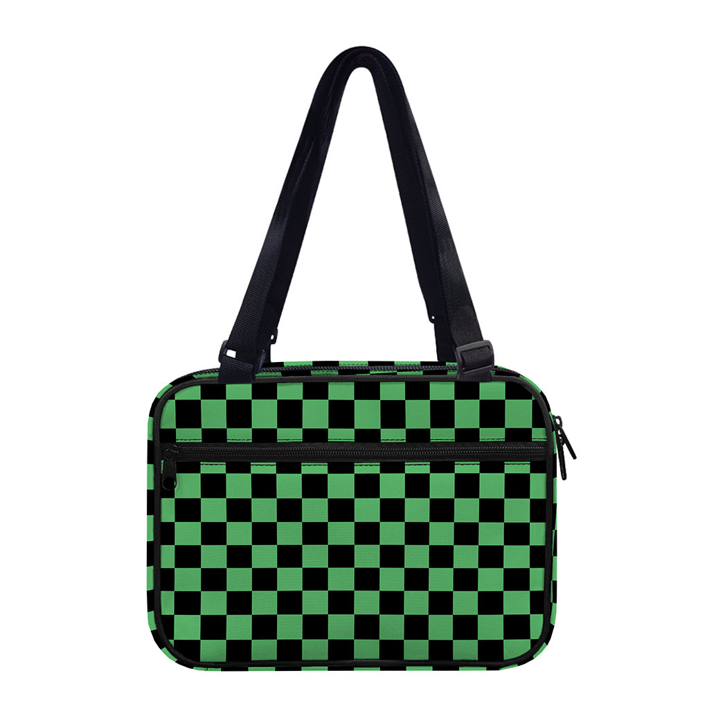 Green And Black Checkered Pattern Print Double Strap Bible Bag