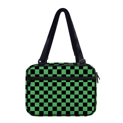 Green And Black Checkered Pattern Print Double Strap Bible Bag