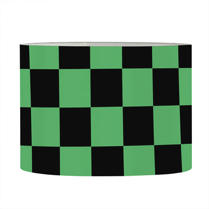Green And Black Checkered Pattern Print Drum Lamp Shade