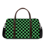 Green And Black Checkered Pattern Print Duffle Bag