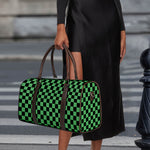 Green And Black Checkered Pattern Print Duffle Bag
