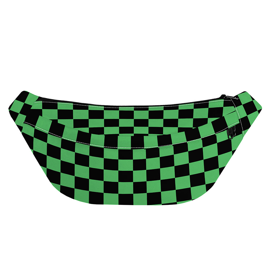 Green And Black Checkered Pattern Print Fanny Pack