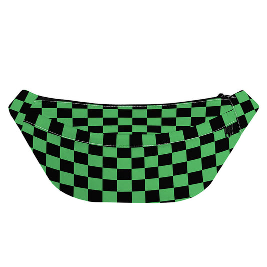 Green And Black Checkered Pattern Print Fanny Pack