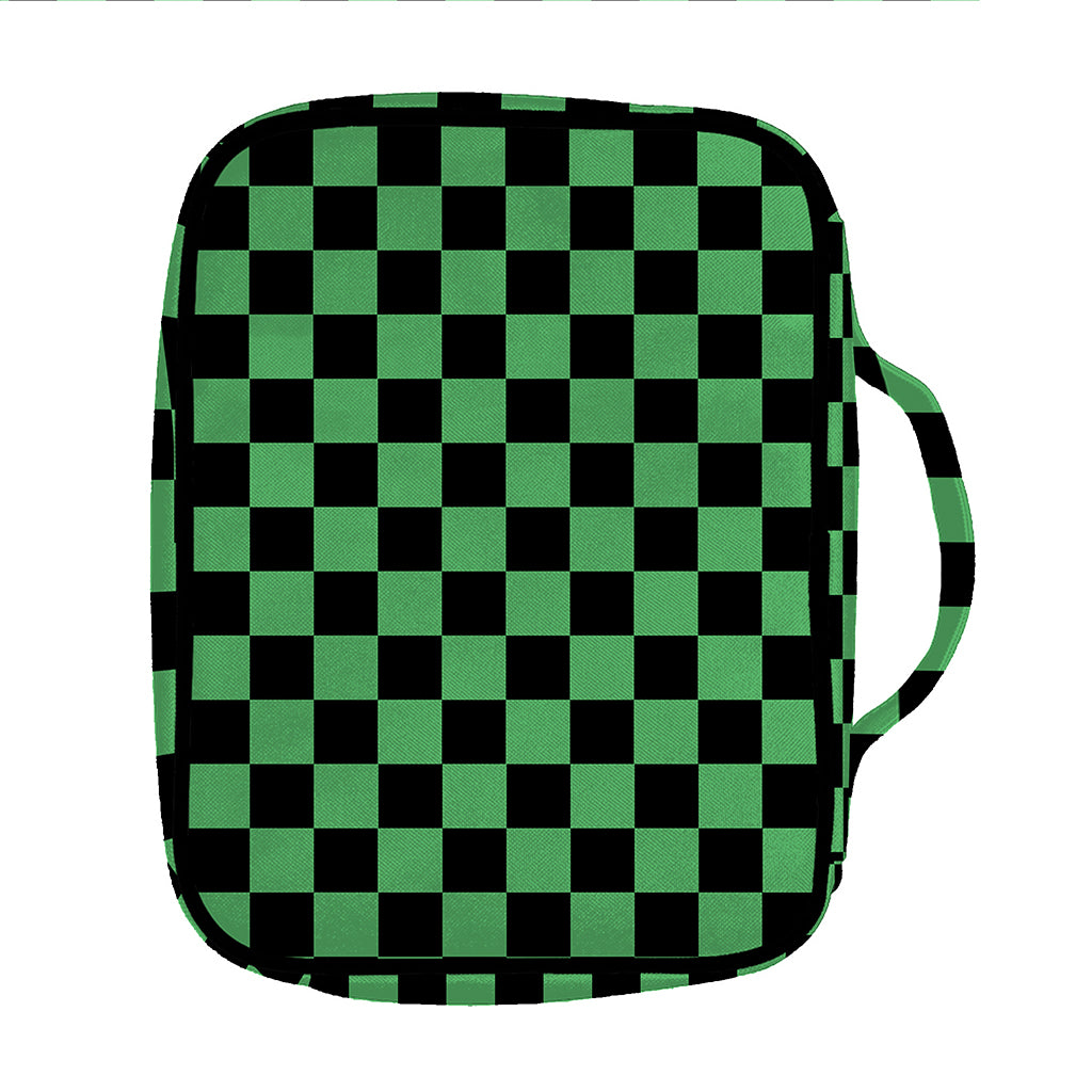 Green And Black Checkered Pattern Print Front Pocket Bible Bag