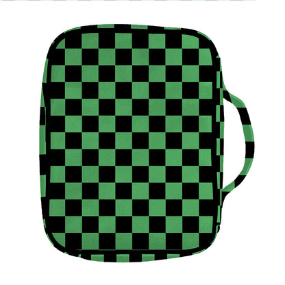 Green And Black Checkered Pattern Print Front Pocket Bible Bag