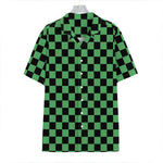 Green And Black Checkered Pattern Print Hawaiian Shirt