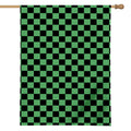Green And Black Checkered Pattern Print House Flag